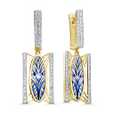 Серьги с английским замком из желтого золота с бриллиантами