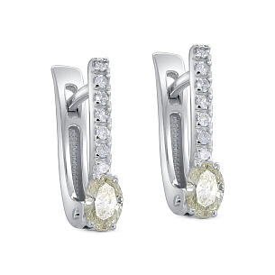 Серьги с английским замком из белого золота с бриллиантом