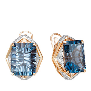 Серьги из красного золота с топазом