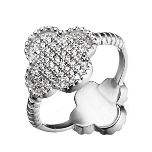 Кольцо из серебра с фианитом, эмалью