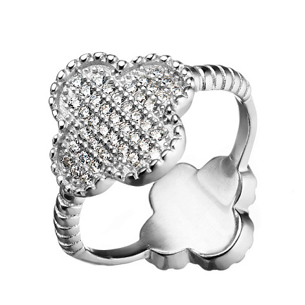 Кольцо из серебра с фианитом, эмалью