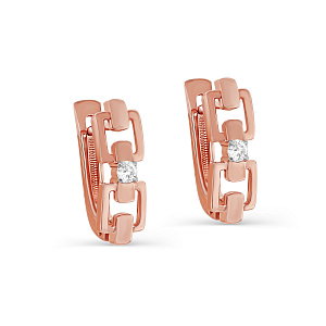 Серьги с английским замком из красного золота с бриллиантами