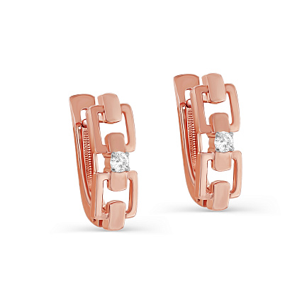 Серьги с английским замком из красного золота с бриллиантами