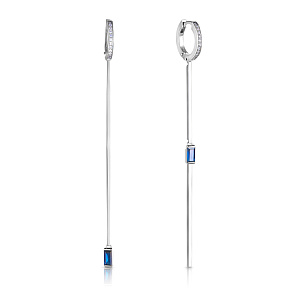 Серьги из белого золота с бриллиантами, сапфирами