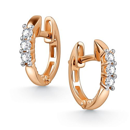 Серьги из красного золота с бриллиантами