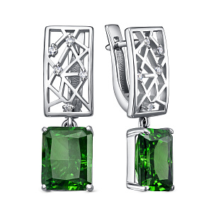 Серьги с английским замком из серебра с бриллиантом