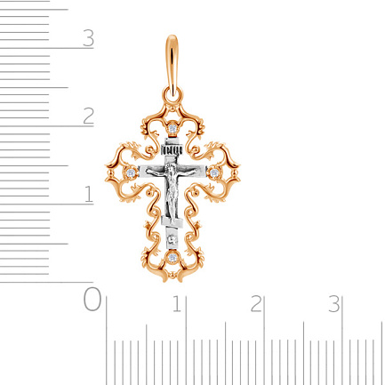 Крест из красного золота с фианитом