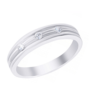 Кольцо обручальное из белого золота с бриллиантами