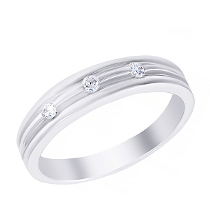 Кольцо обручальное из белого золота с бриллиантами