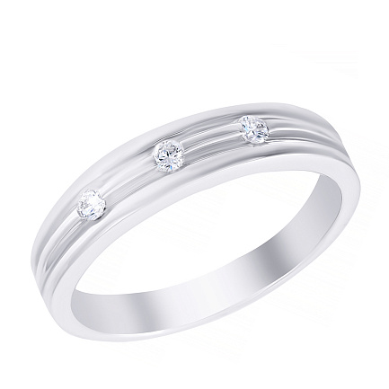 Кольцо обручальное из белого золота с бриллиантами