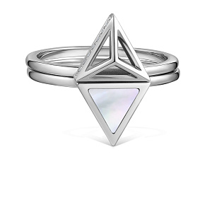 Кольцо из белого золота с бриллиантами, перламутром