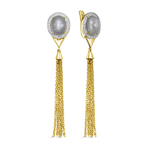 Серьги с английским замком из желтого золота с бриллиантами