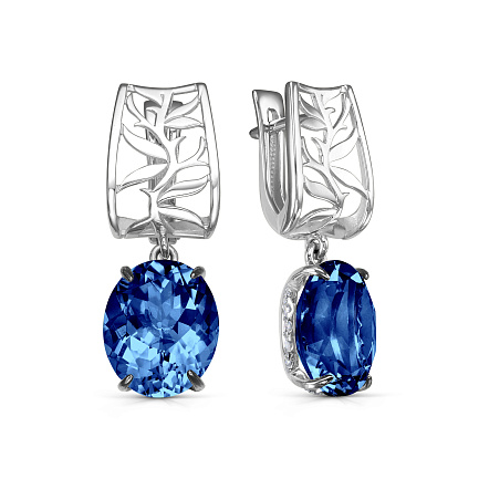 Серьги с английским замком из белого золота с бриллиантами