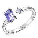 Кольцо из белого золота с бриллиантом, танзанитом