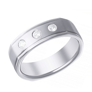 Кольцо обручальное из белого золота с бриллиантами