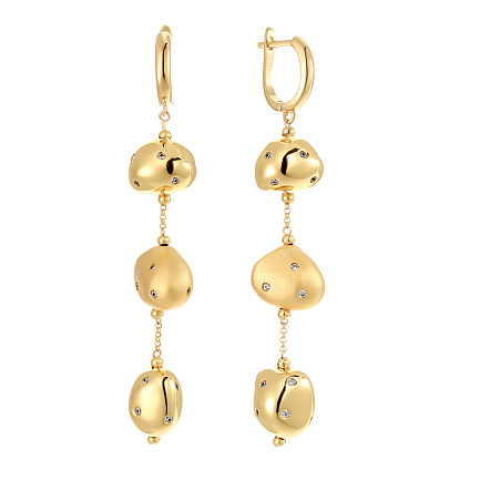 Серьги с английским замком из серебра с фианитами