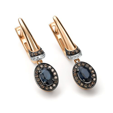 Серьги с английским замком из красного золота с бриллиантами