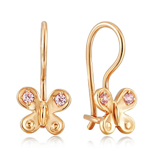 Серьги детские из красного золота