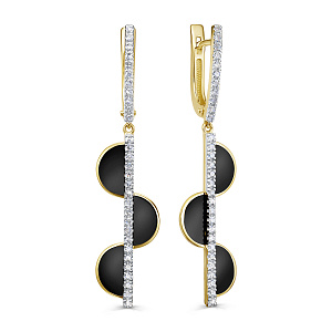 Серьги с английским замком из желтого золота с бриллиантами