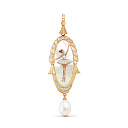 Подвеска из желтого золота с бриллиантами, жемчугом