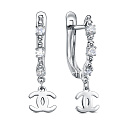 Серьги с английским замком из серебра с фианитами