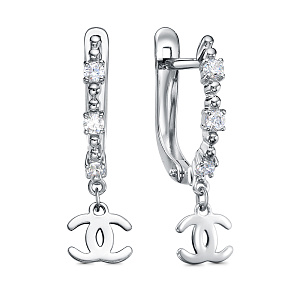 Серьги с английским замком из серебра с фианитами