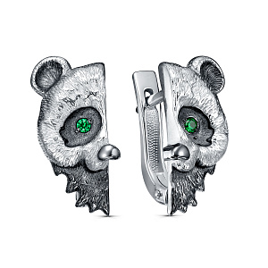 Серьги с английским замком из серебра с фианитом