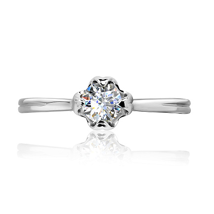 Кольцо помолвочное из белого золота с бриллиантом