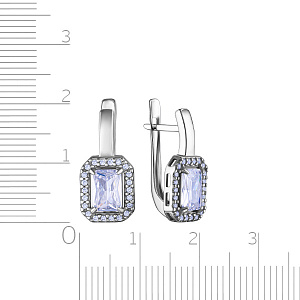 Серьги с английским замком из серебра с фианитом