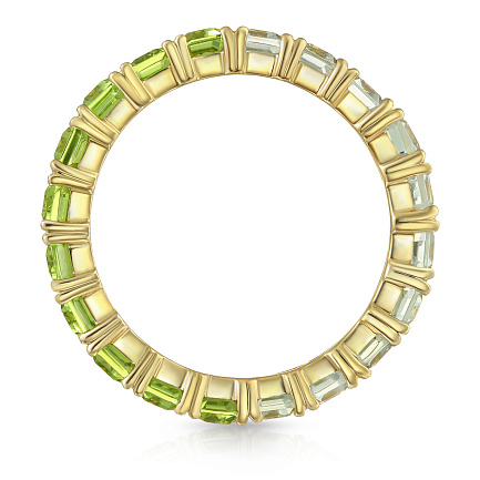 Кольцо из желтого золота с аметистами, хризолитами