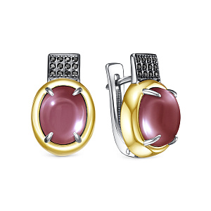 Серьги с английским замком из серебра с фианитами