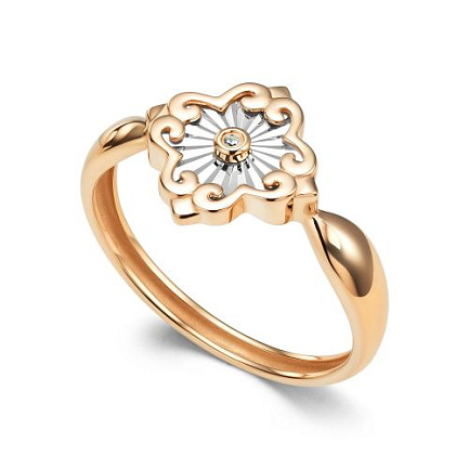 Кольцо из красного золота с бриллиантом