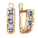 Серьги с английским замком из красного золота с фианитами