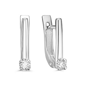 Серьги с английским замком из белого золота с бриллиантами