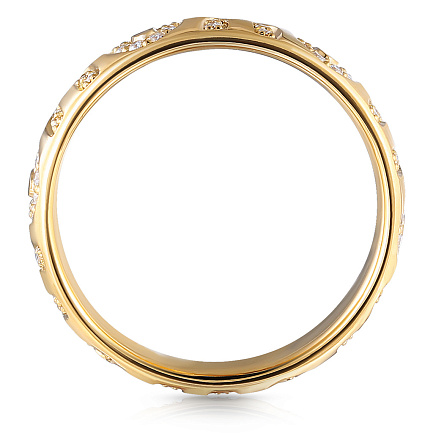 Кольцо обручальное из желтого золота с бриллиантами