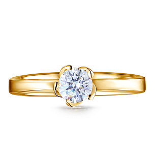 Кольцо помолвочное из желтого золота с бриллиантом