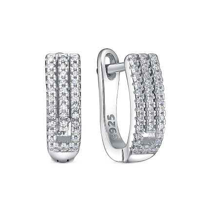 Серьги с английским замком из серебра с фианитами