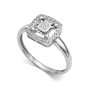 Кольцо из белого золота с бриллиантом