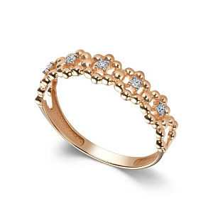 Кольцо из красного золота с бриллиантами