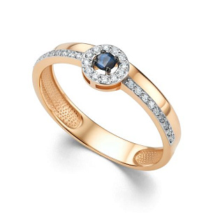 Кольцо из красного золота с бриллиантом