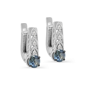 Серьги с английским замком из белого золота с бриллиантами