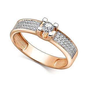 Кольцо из красного золота с бриллиантом