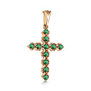 Крест из красного золота с изумрудами