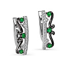 Серьги с английским замком из серебра с изумрудами