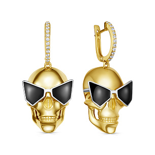 Серьги с английским замком из серебра с фианитом