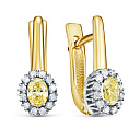Серьги с английским замком из желтого золота с бриллиантами