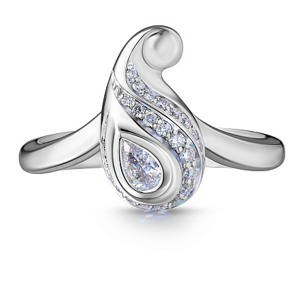 Кольцо из белого золота с бриллиантами