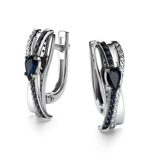 Серьги с английским замком из белого золота с бриллиантом