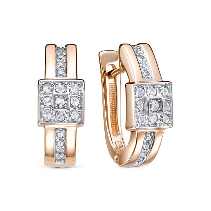 Серьги с английским замком из красного золота с бриллиантами