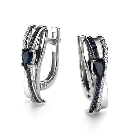 Серьги с английским замком из белого золота с бриллиантами